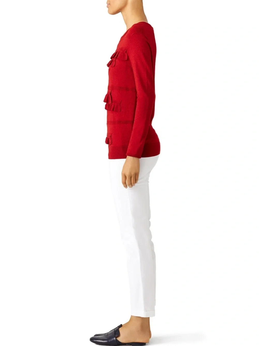 Diane von Furstenberg Ruby Red Bennie Ruffle Sweater